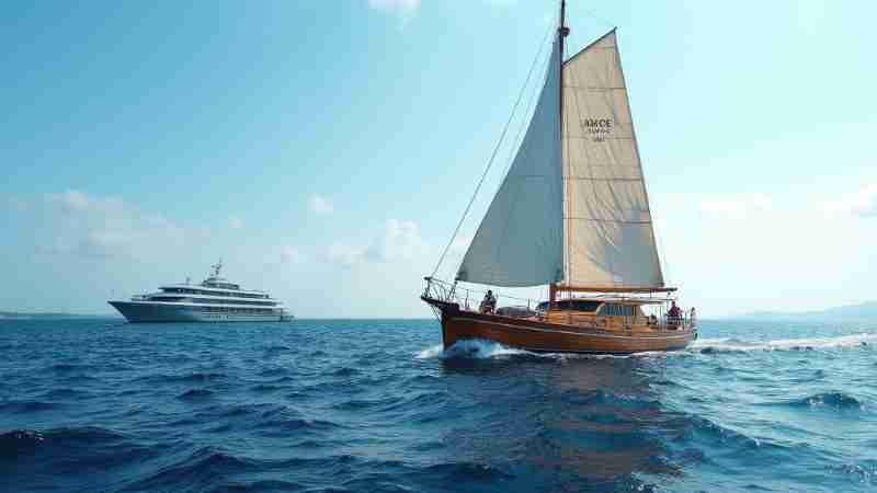 A Transatlantic Adventure: From Sailing the Winds to Luxury Yachting, Concept art for illustrative purpose, tags: de - Monok